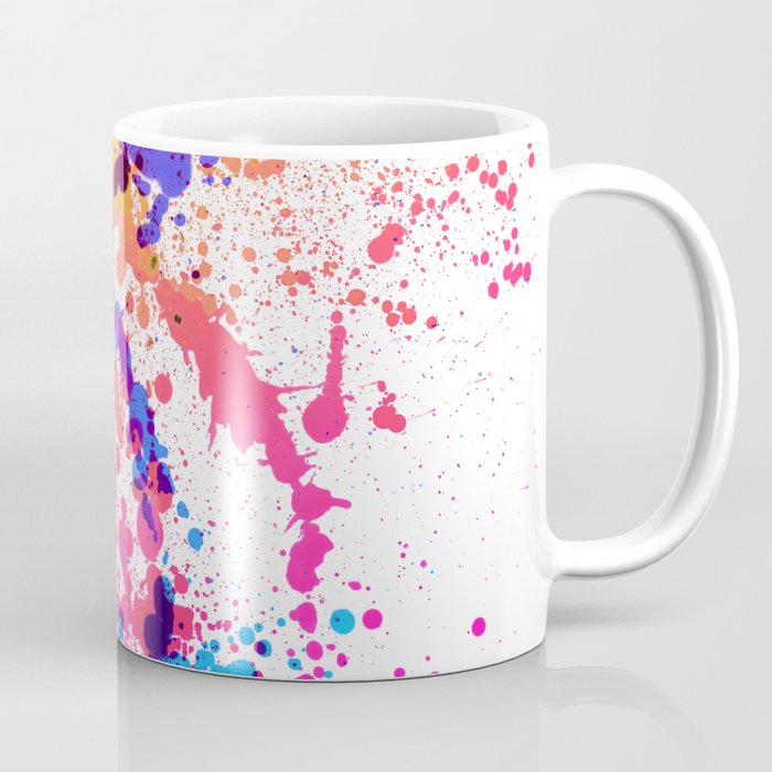 Energetic Expressive Multicolor Paint Splatter Coffee Mug by ovko 