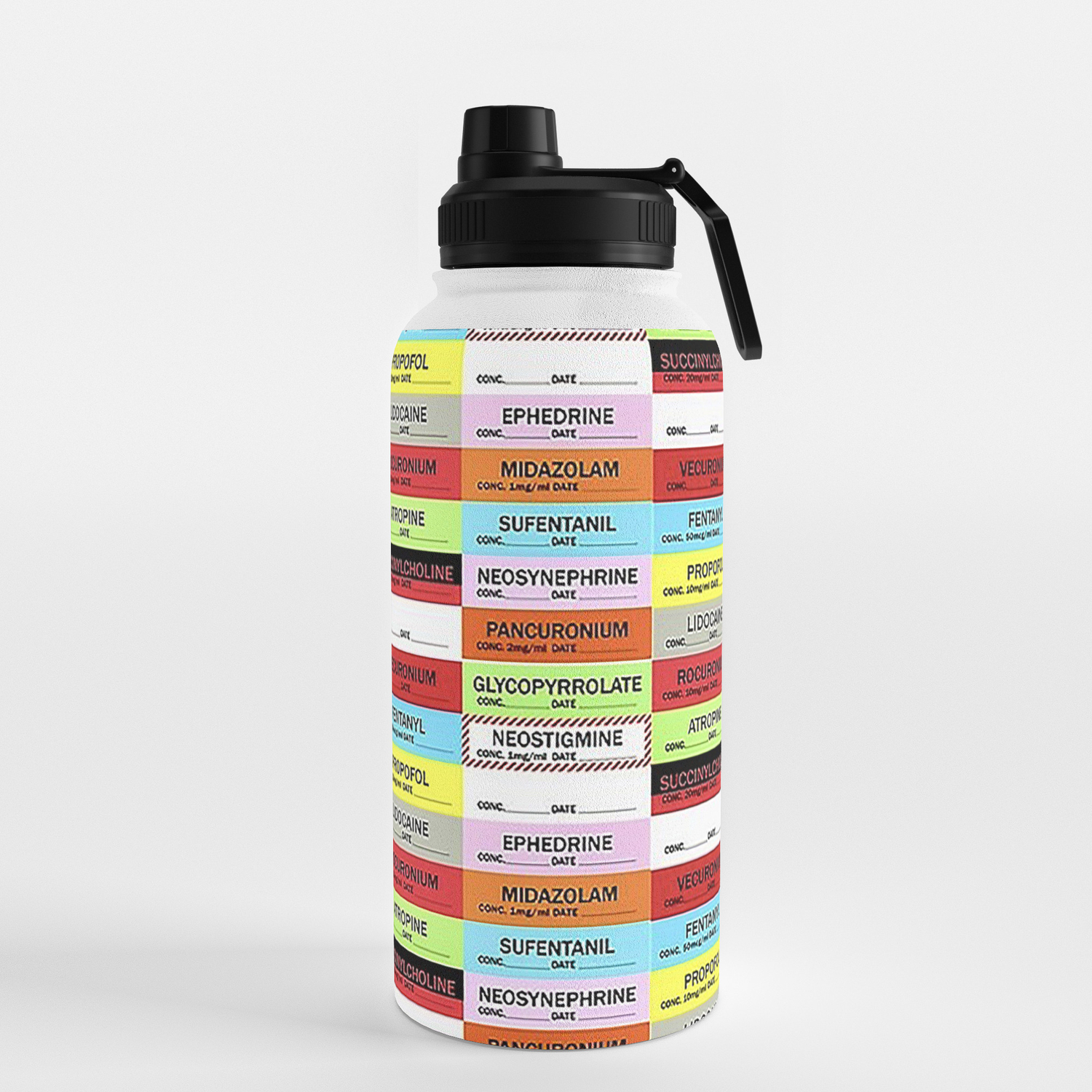 Anesthesia Labels Water Bottle by Hannesthesia | Society6