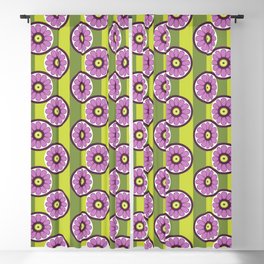 Mid-Century Modern 60s 70s Style Purple And Green Flowers Blackout Curtain