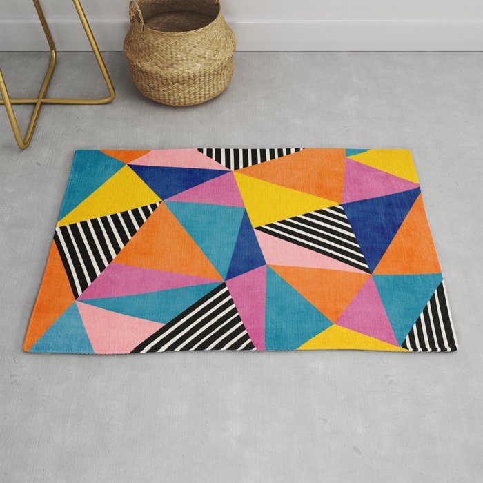 Colorful Vibrant Bold Modern Geometric Art Rug