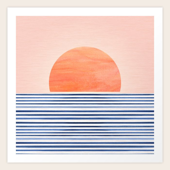 Summer Sunrise Minimal Abstract Landscape Art Print By Kristiangallagher Society6