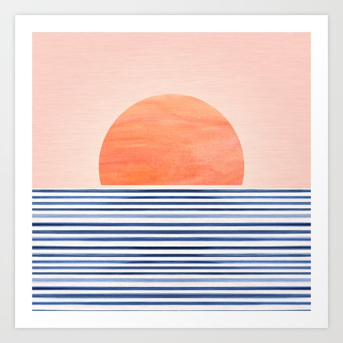 Summer Sunrise Minimal Abstract Landscape Art Print