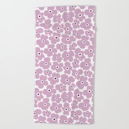 Retro Lilac Pansies Beach Towel