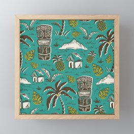 Tiki Party - Aqua Framed Mini Art Print
