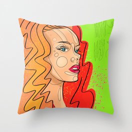 Fashion portrait sketch girl Throw Pillow