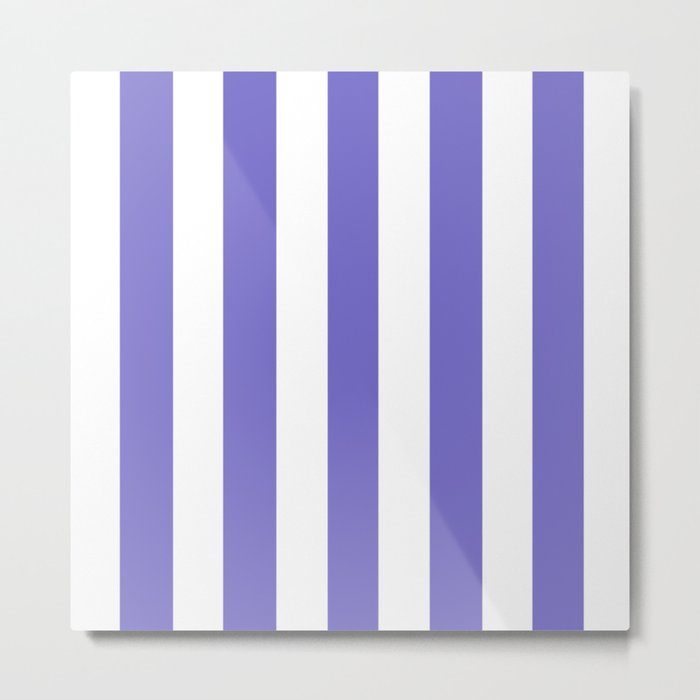 Violet-blue (Crayola) - solid color - white vertical lines pattern Metal Print