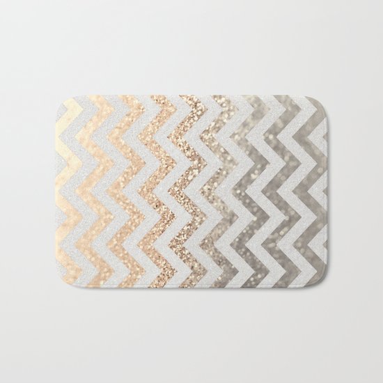 GOLD & SILVER CHEVRON Bath Mat