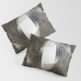 Beige and Grey Modern Abstract Brushstroke Painting Vortex Pillow Sham