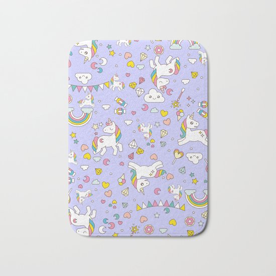 Unicorn Lilac Pattern Bath Mat