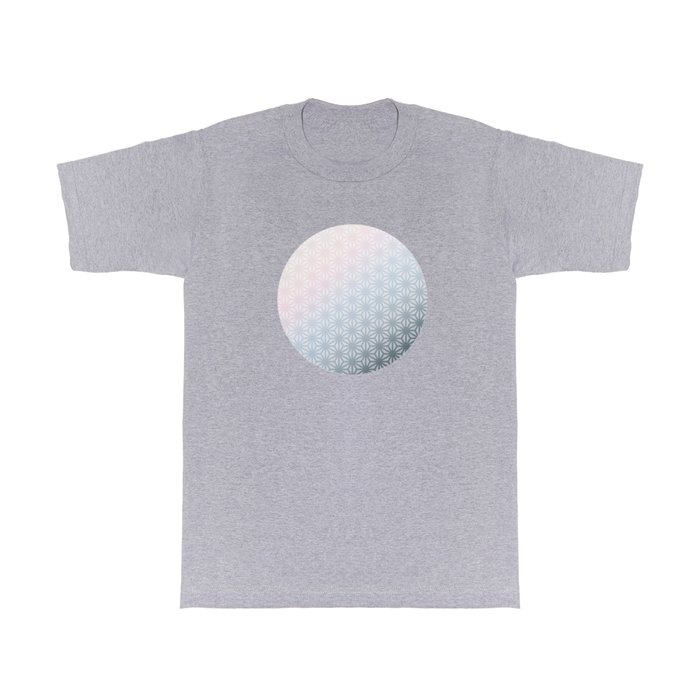 Japanese Asanoha Pattern in Pink Blue Gradient T Shirt