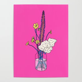 Flower vase in pink Poster