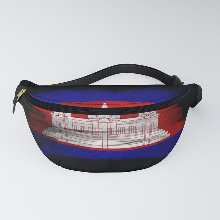 Cambodia flag brush stroke, national flag Fanny Pack