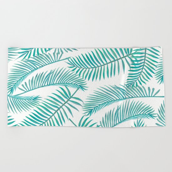 Palm Leaf Pattern Island Paradise Beach Towel