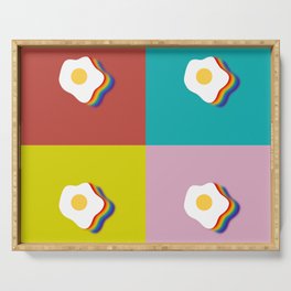 Rainbow fried egg patchwork 2 Serving Tray