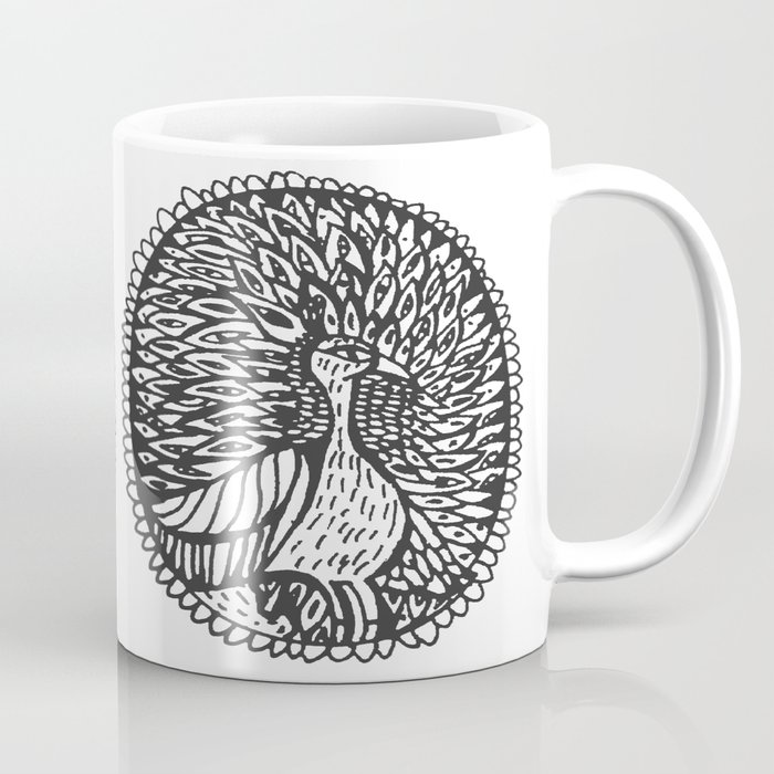 brid peacock black and white Coffee Mug
