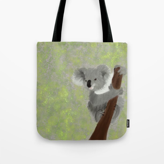 Koala Bear Hanging In There Tote Bag | Drawing, Koala-bear, Koala, Koala-on-branch, Green