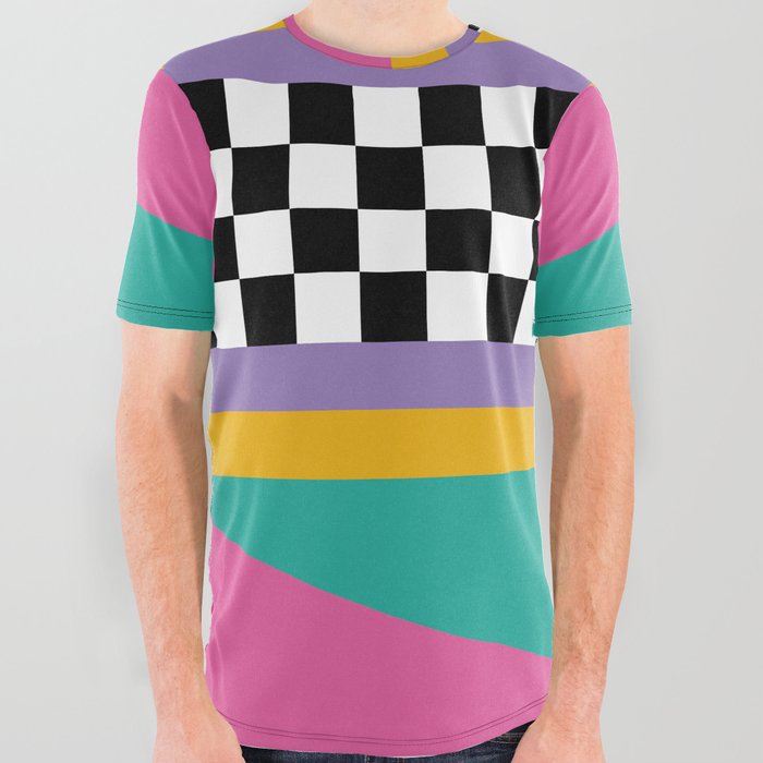Checkered pattern grid / Vintage 80s / Retro 90s All Over Graphic Tee