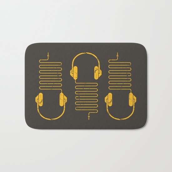 Gold Headphones Bath Mat