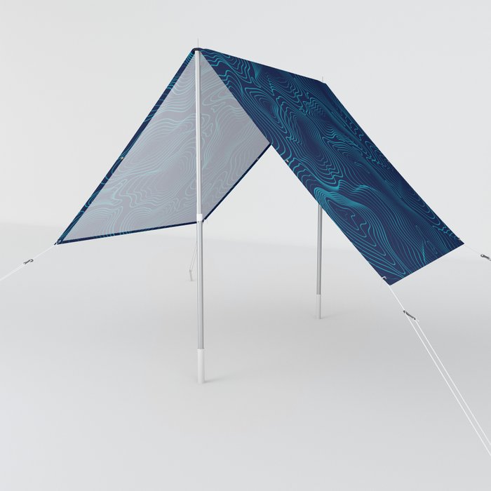 Topographic Lines Blue Sun Shade