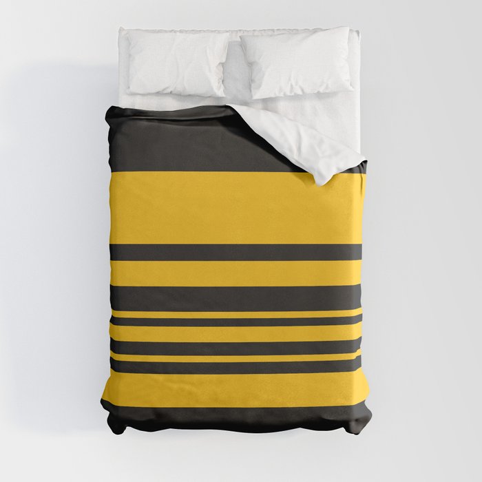 Yellow stripes on black Duvet Cover