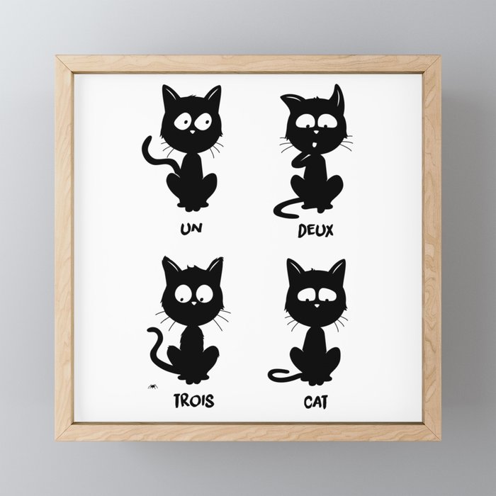 Un Deux Trois Cat Framed Mini Art Print By Leduc Society6