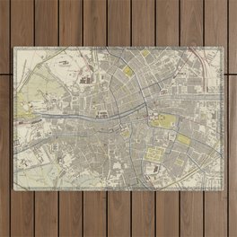 Old Dublin Ireland Map (1883) Vintage Irish Capital City Atlas Outdoor Rug