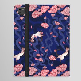 Siamese cats playing with pink flowers iPad Folio Case