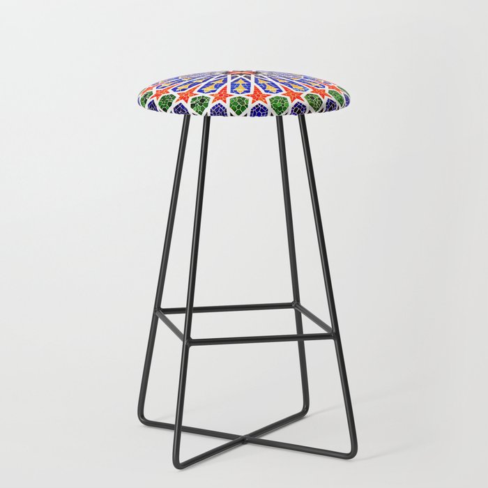 Oriental Heritage Traditional Andalusian Geometric Moroccan Zellige Tiles Styles Bar Stool