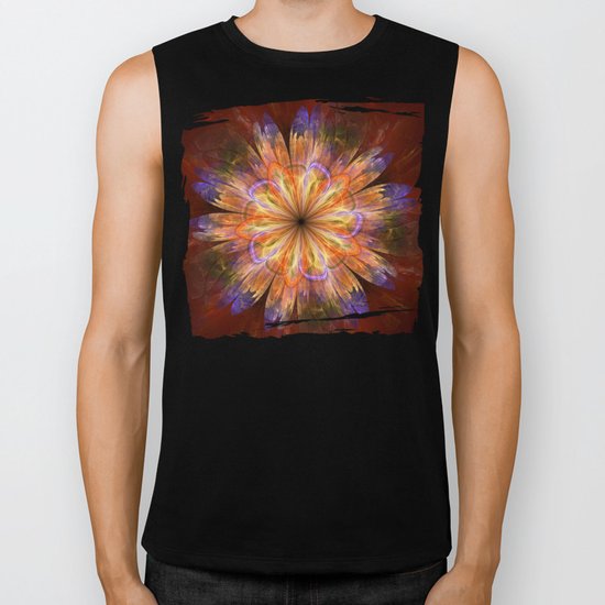 Artistic fantasy flower in summer colors Biker Tank