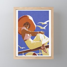 Vintage poster of woman with a hat Framed Mini Art Print