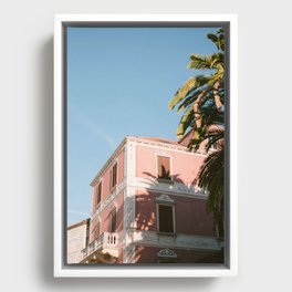 Palm & Pink | Hvar Croatia fine art travel photography poster print | Pastel wanderlust wall art Framed Canvas
