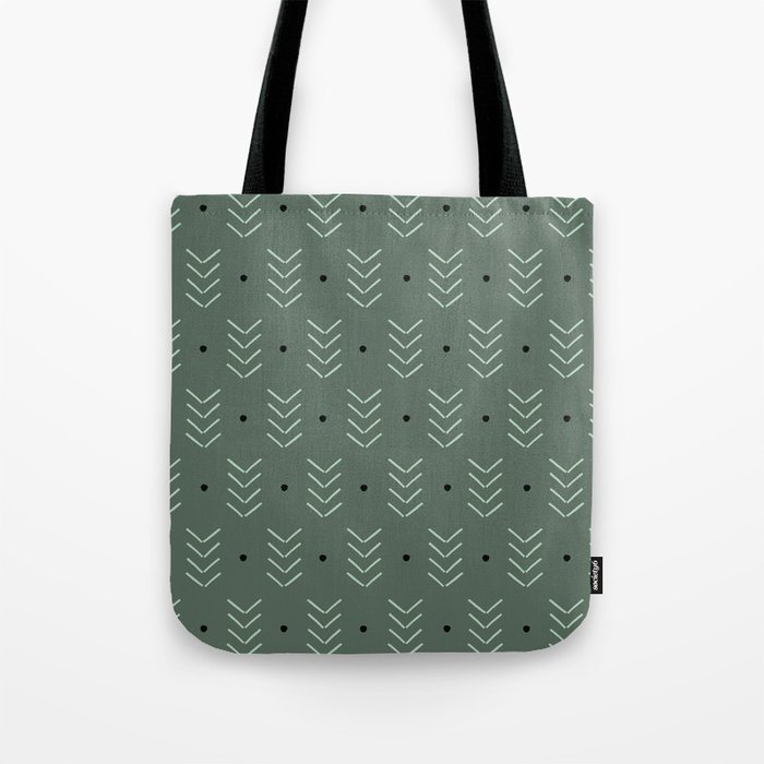 Arrow Lines Geometric Pattern 21 in forest sage green Tote Bag