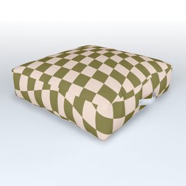 Check VI - Green Twist — Checkerboard Print Outdoor Floor Cushion