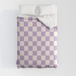 Check Checkered Purple Lilac Lavender Checkerboard Geometric Square Grid Pattern Boho Modern Minimal Comforter