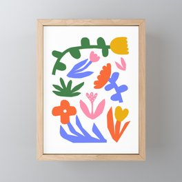 Colorful flower simple cartoon doodle print Framed Mini Art Print