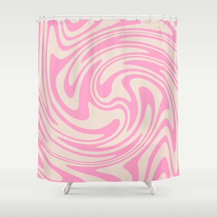 70s Retro Swirl Pink Color Abstract Shower Curtain