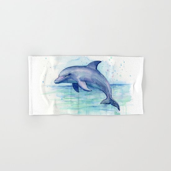 Dolphin Watercolor Sea Creature Animal Hand & Bath Towel