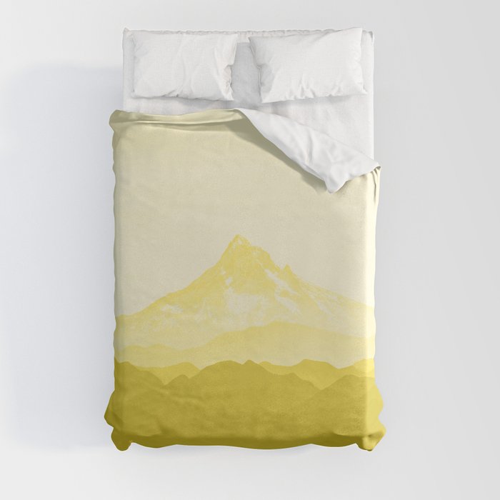 Illuminating Yellow 2021 Color Of The Year Pantone Mountains Adventure Duvet Cover