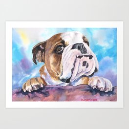 English Bulldog Watercolor | Pillow Cover | Dogs | Home Decor | Custom Dog Pillow | Dog Mom |Bulldog Art Print