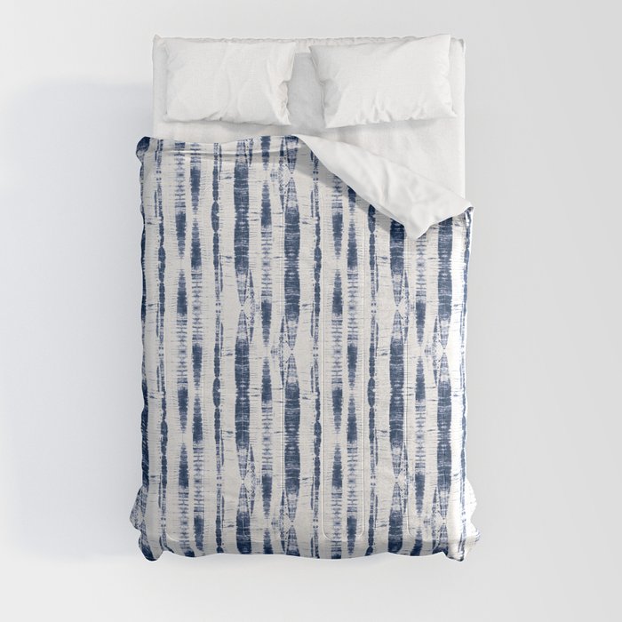 Shibori Stripes 2 Indigo Blue Comforter