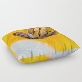 The busy bee hanging on to a daffy Floor Pillow