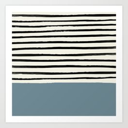 Dusty Blue x Stripes Art Print
