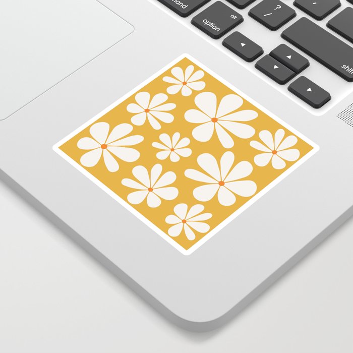 Retro Daisy Pattern - Golden Yellow Bold Floral Sticker