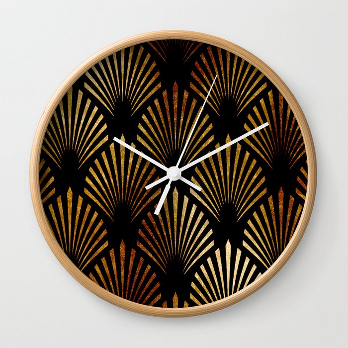 Art Deco fans - gilded noir Wall Clock