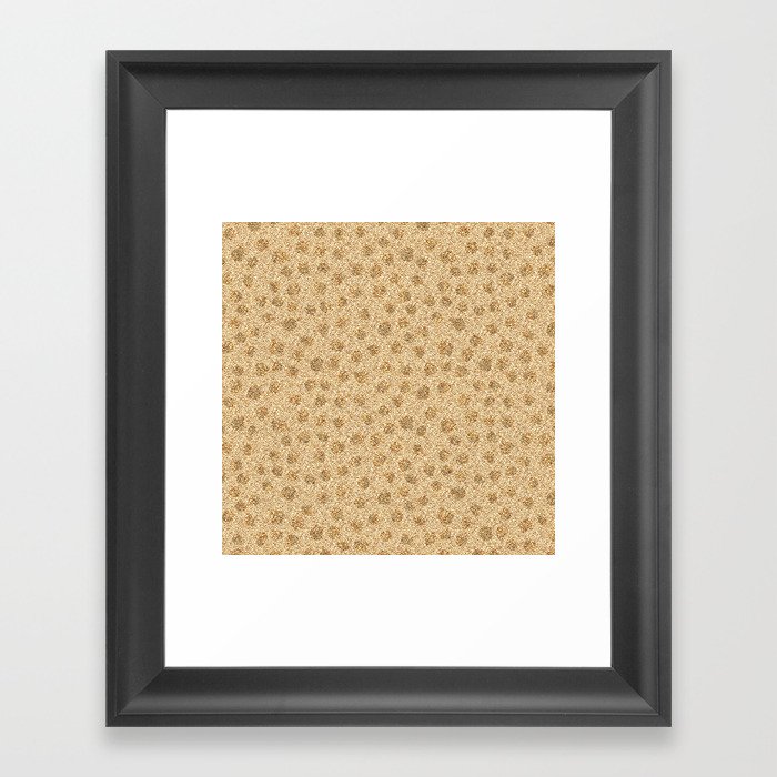 Gold Glitter Polka Dot Framed Art Print