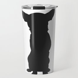  Chihuahua Black Silhouette On White Background  Travel Mug