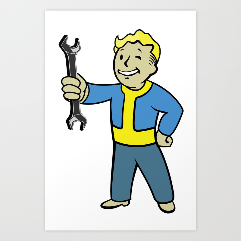 Vault Boy Mechanic Art Print By Hogartharts Society6 Please, put the resolution in your post title. vault boy mechanic art print by hogartharts