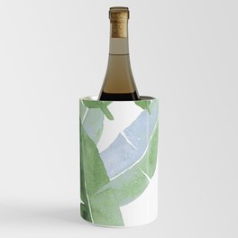Tropical Leaves 2 Blue And Green Wine Chiller