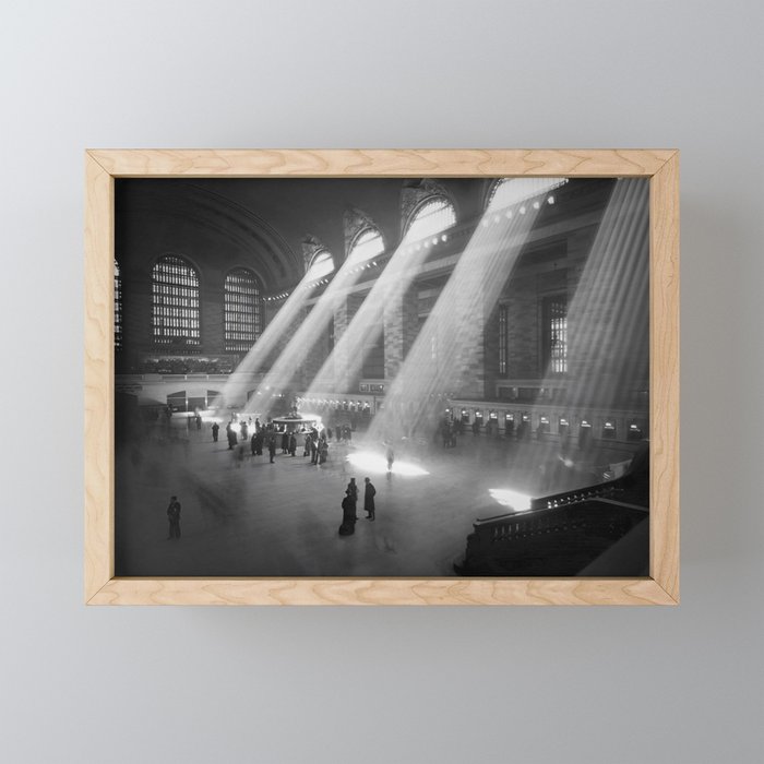 New York Grand Central Train Station Terminal Black and White Photography Print Framed Mini Art Print