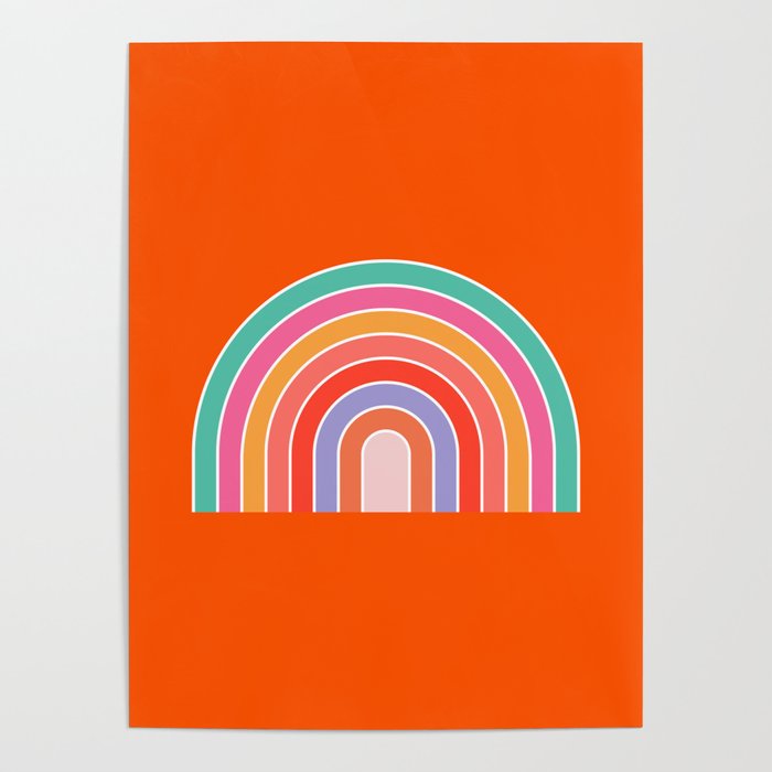 Rainbow Retro Art Orange Poster